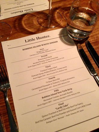 Little Hunter Robbins Island Wagyu Menu - Chef Gavin Baker